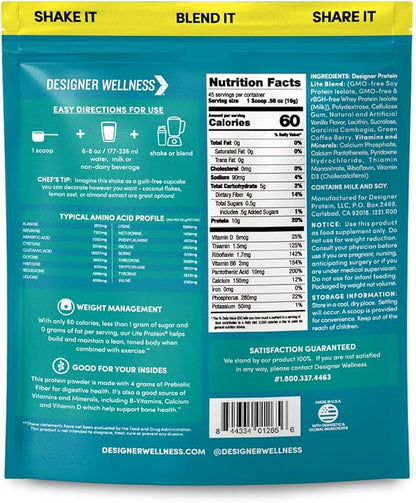 Designer Wellness, Designer Lite, Low Calorie Natural Protein, Prebiotic Fiber, Key Vitamins & Minerals, Vanilla Cupcake, 25.6 Ounces