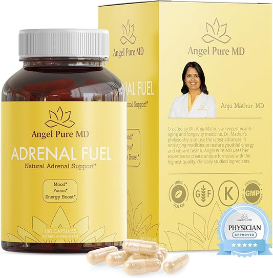 Premium Adrenal Support Supplement - Contains Ashwagandha, Panax Ginseng, Vitamin C, B6 & B12, Magnesium & More - Adrenal & Cortisol Manager for Mood, Focus & Energy - 180 Capsules