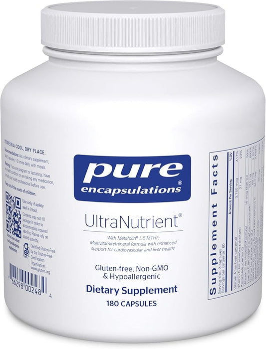 Pure Encapsulations UltraNutrient - Minerals & Multivitamins - Supports Liver & Heart Health* - Supplement for Antioxidants - with Vitamin C, CoQ10 & More - Gluten Free - 180 Capsules