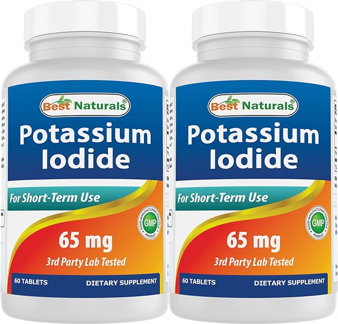 Best Naturals Potassium Iodide 65 mg - Dietary Supplement, 60 Tablets (2 Bottles) (2)