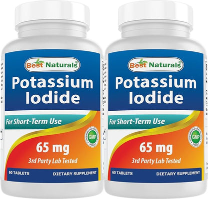 Best Naturals Potassium Iodide 65 mg - Dietary Supplement, 60 Tablets (2 Bottles) (2)