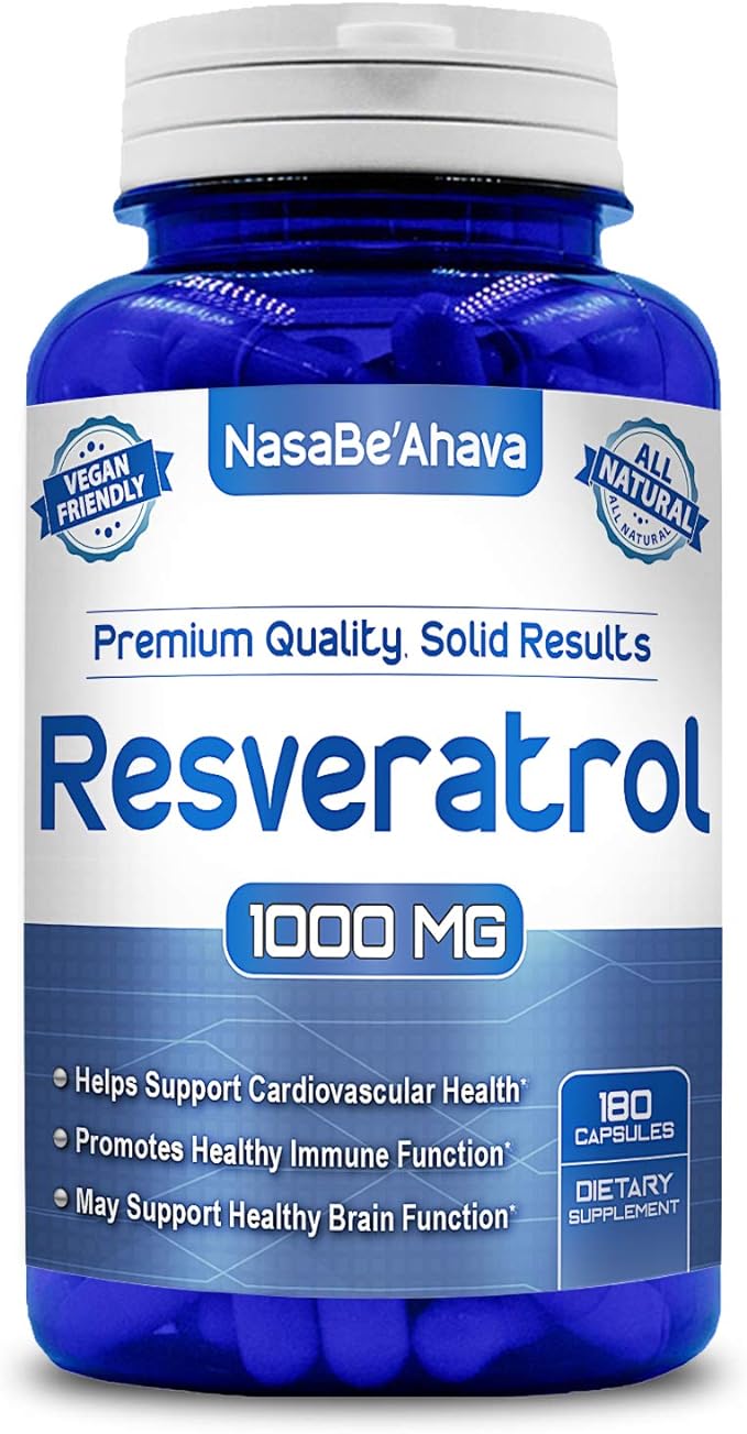 NASA Beahava 100% Pure Resveratrol - 1000mg Per Serving Max Strength (180 Capsules) Antioxidant Supplement Extract, Natural Trans-Resveratrol Pills for Heart Health & Weight Loss