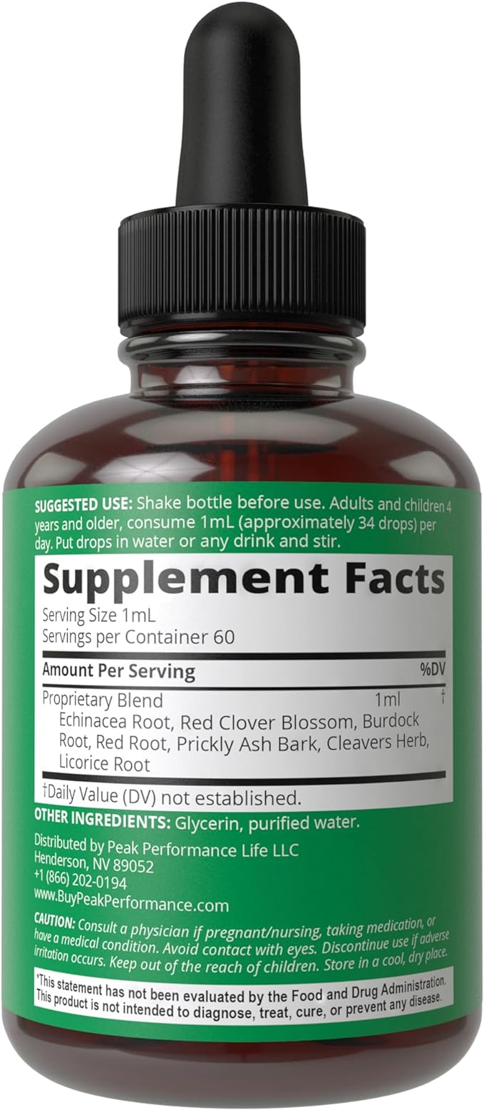 Lymphatic Drainage Drops. Sugar Free 7-in-1 Lymph Detox And Cleanse Support. Vegan Supplement with Echinacea Root, Red Clover Blossom, Burdock/Red Root, Cleavers Herb, Licorice Root, And More!