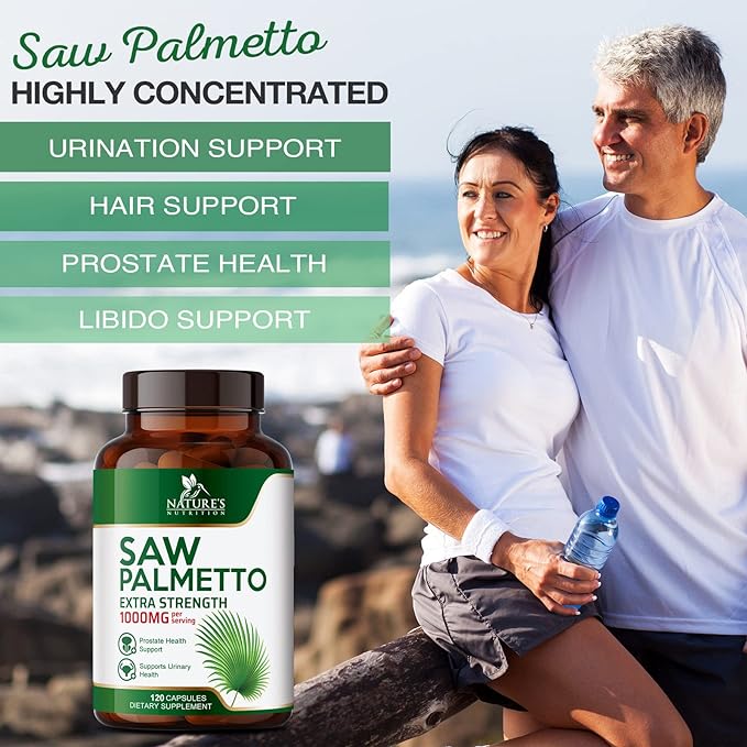 Saw Palmetto Extract Prostate Supplement - 1000 MG Saw Palmetto Supplement, Nature's Prostate Support Supplement for Men Health Support, Men's Prostate Urinary Health Support Supplement - 120 Capsules