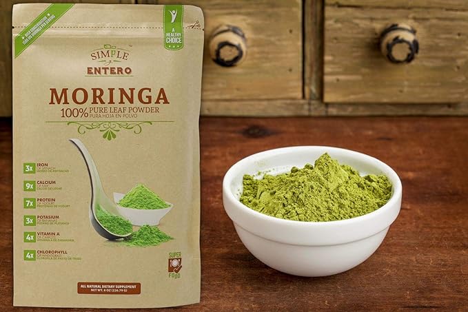 Moringa, 100% Pure Leaf Powder, Vegan, Non-GMO, 8 Oz, Bag