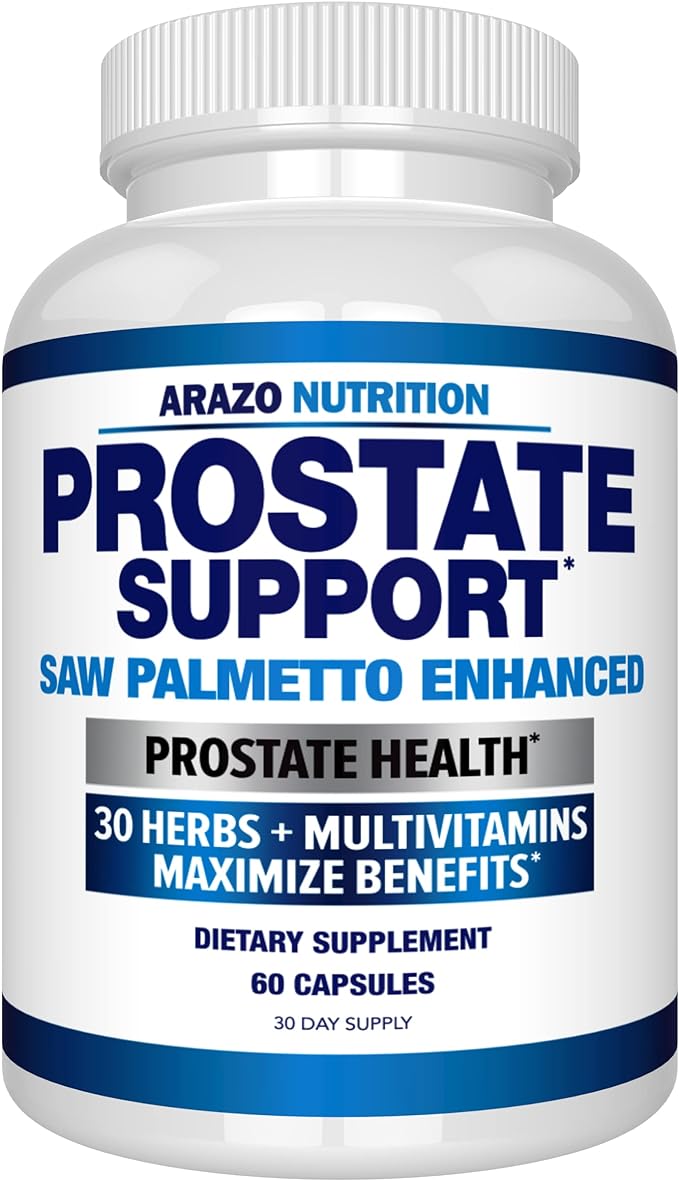 Arazo Nutrition Prostate Supplement - Saw Palmetto + 30 Herbs - Reduce Frequent Urination, Reduce Hair Loss, Support Stamina – Single Homeopathic Herbal Extract Health Supplements - Capsule or Pill