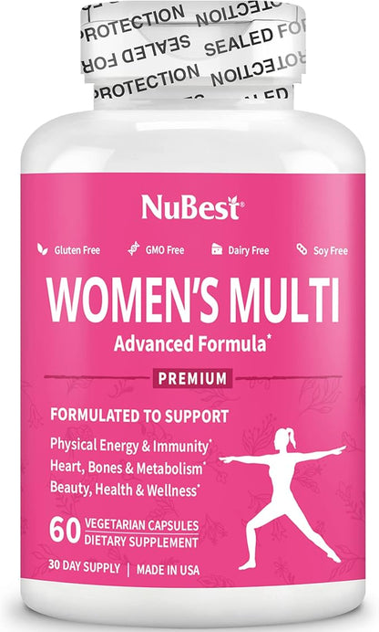 NuBest 39-in-1 Capsules Horny Goat Weed, Maca, Wild Yam, Red Clover, Cranberry, Arginine, Vitamins, Minerals, Herbals Supplement for Women by Women's Multi 18+ - Support Women's Health - Pack 2