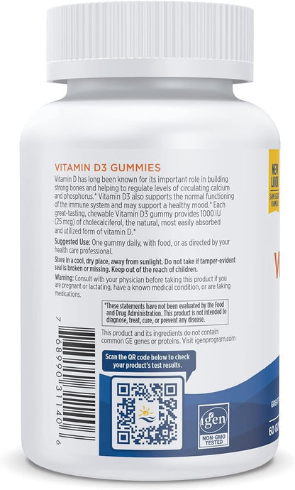 Nordic Naturals Vitamin D3 Gummies, Wild Berry - 60 Gummies - 1000 IU Vitamin D3 - Great Taste - Healthy Bones, Mood & Immune System Function - Non-GMO - 60 Servings