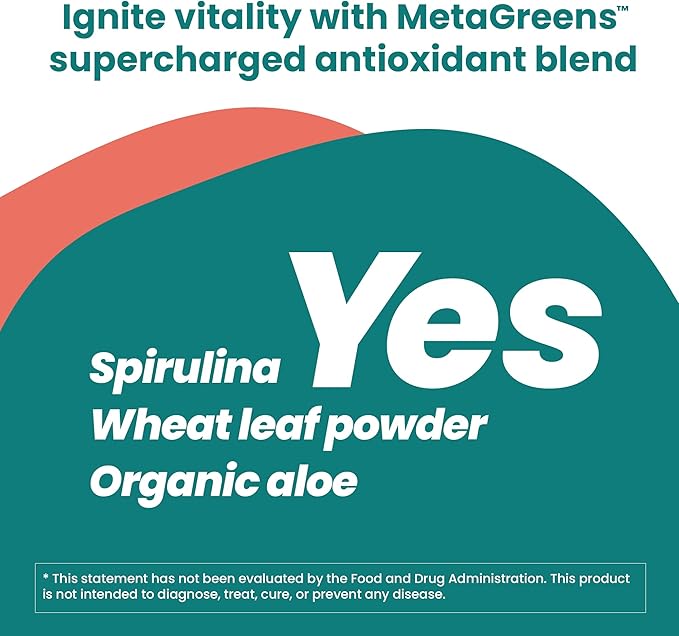 Univera Metagreens, Green Superfoods Blend Powder, Smoothie Mix with Organic Spirulina, Vital Antioxidants, Alkalize, Detoxify, Vegan, Non-GMO, 30-Day Supply.