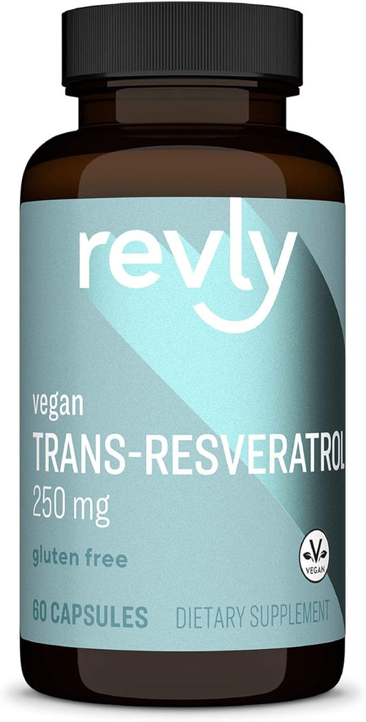 Amazon Brand - Revly Trans-Resveratrol, 250 mg, 60 Capsules, 2 Month Supply, Vegan