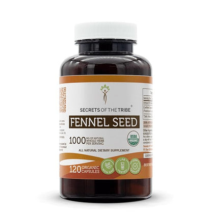 Secrets of the Tribe Fennel Seed 120 Capsules, Made with Vegetarian Capsules and USDA Organic Fennel Seed (Foeniculum vulgare) Dried Seed (120 Capsules)