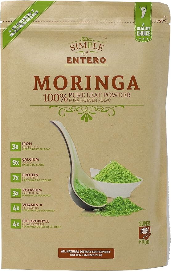 Moringa, 100% Pure Leaf Powder, Vegan, Non-GMO, 8 Oz, Bag