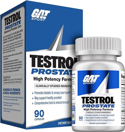 GAT SPORT Testrol Prostate, Supports Normal Bladder, Urinary Tract Function, Zinc, Buckwheat Bee Bollen, Nettle, Saw Palmetto, 90 Capsules