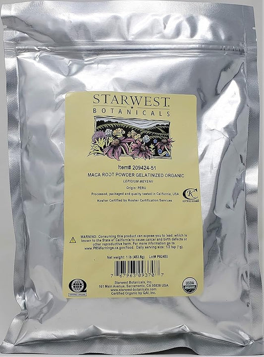 Starwest Botanicals Organic Maca Root Powder (Gelatinized), 1 Pound