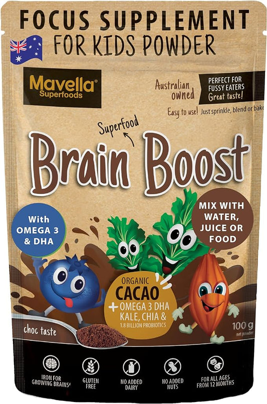 Focus Supplement for Kids Brain Boost - Omega-3 DHA Flaxseed Natural Focus & Attention Supplement for Kids with Attention Challenge Support Kids Focus Vitamins 8.82oz (100g)