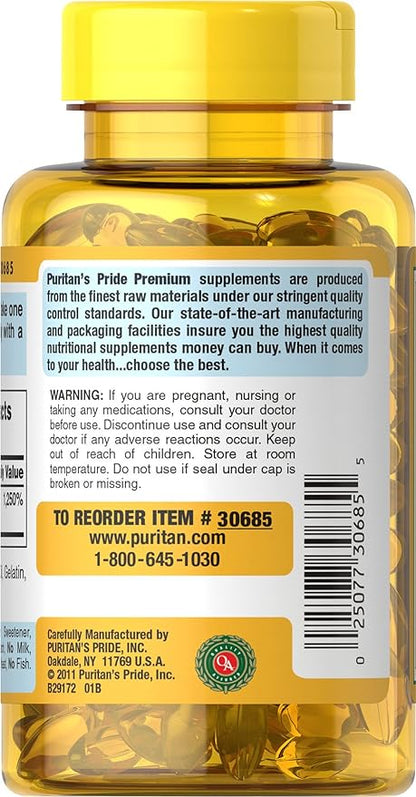 Puritan's Pride Vitamin D3 5,000 IU Bolsters Immunity for Immune System Support and Healthy Bones and Teeth Softgels, Packaging May Vary, Unflavored, 200 Count