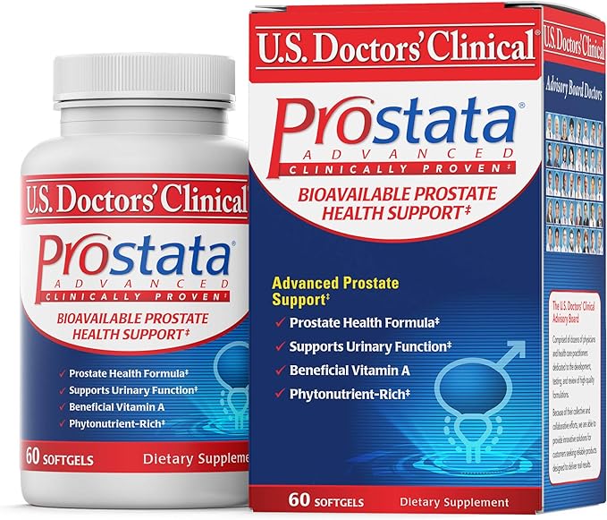 U.S. Doctors’ Clinical Prostata Advanced Bioavailable Prostate Health Support with Saw Palmetto, Lycopene, & Vitamin A for Urinary Function and Relief from Discomfort (1 Month Supply – 60 Softgels)