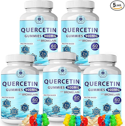 Quercetin Gummies - Quercetin with Bromelain Vitamin C + Zinc Vitamin D3 – Chewable Quercetin 900mg Supplements - Quercetin for Kids and Adults (5)