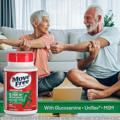 Move Free Advanced Glucosamine Chondroitin MSM Joint Support Supplement, Supports Mobility Comfort Strength Flexibility & Bone - 120 Count (Pack of 3)