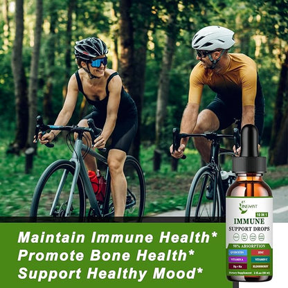 Zinc Quercetin with Bromelain Vitamin C D3 Liquid Drops Immune Support with Vitamin A K2 Echinacea Chlorophyll and Elderberry - 10 in1 Immune Defense Drops Complex for Immunity Health