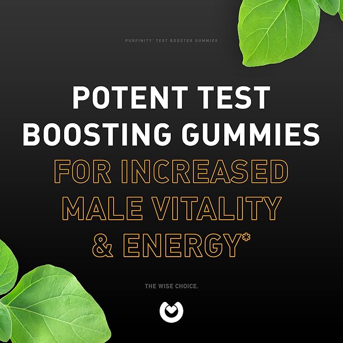 Testosterone Booster for Men – Male Performance Supplement with Horny Goat Weed for Men, L-Arginine, Maca Root, Saw Palmetto & Tribulus – Boost Vitality, Strength & Energy - 60 Gummies