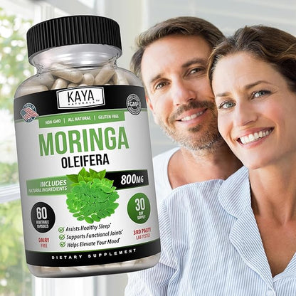 Kaya Naturals Moringa Leaf Extract - Complete Greens Superfood Supplement - Pure Miracle Tree Moringa - Boost Energy Naturally - Nutrient Dense Vitamins for Adult - 60 Veggie Count