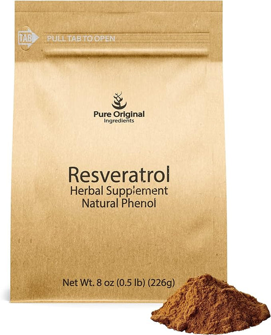 PURE ORIGINAL INGREDIENTS Resveratrol Powder, 8 oz, Phytoalexin, Polygonum Root Extract