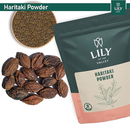 Lily of the Valley Haritaki Powder - Terminalia Chebula - Sourced from India - An Ayurvedic Herb - 100% Natural &No Added Preservative - Vegan & Gluten-Free (8oz, 226g)- Package May Vary