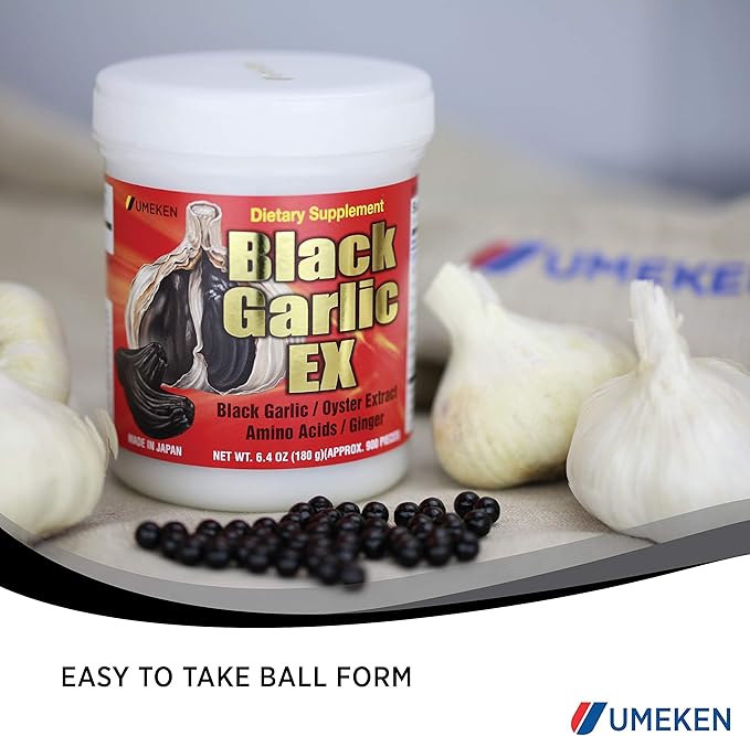 Umeken Black Garlic EX - Fermented Black Garlic Extract rich in Vitamin B1, Antioxidants, Allicin, Amino Acids. Great for Energy, Stamina, Strengthening Immune System, Natural Antibiotic.