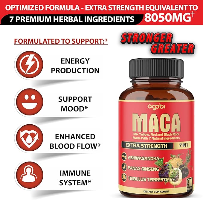 Maca Root Capsules - Supports Natural Health - Energy - Performance & Mood Supplement - Enhanced Blood Flow 3-Month Supply