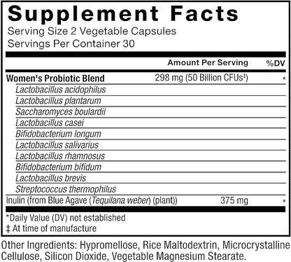 FORCE FACTOR Probiotic for Women 50 Billion CFU, Women’s Probiotic for Digestive Health, Immunity, and Vaginal Health, 10 Strains with Lactobacillus Acidophilus, Vegan, 60 Capsules