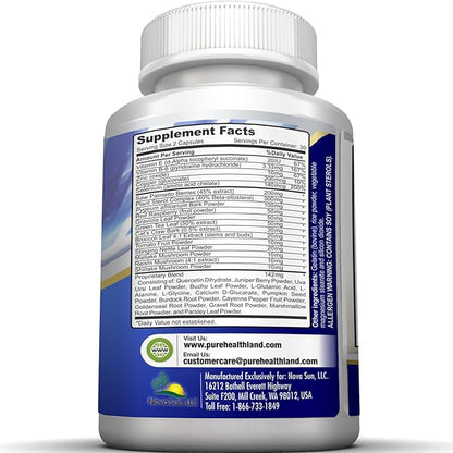 Stop Frequent Urination! The Most Complete Super Prostate Health Support Supplement Pills Formula for Men with 33 Natural Ingredients Including 45% Saw Palmetto Extract. Best for Men's Urinary Health