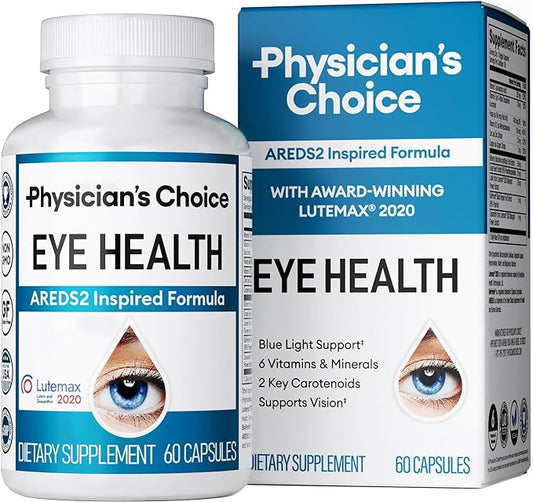 Areds 2 Eye Vitamins - Lutein, Zeaxanthin & Bilberry Extract - Supports Eye Strain, Dry Eyes, and Vision Health - 2 Award-Winning Clinically Proven Eye Vitamin Ingredients - Carotenoid Blend