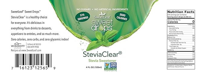 SweetLeaf SteviaClear Sweet Drops - Stevia Liquid Drops Sweetener, Pure Stevia Drops with No Bitter Aftertaste, Liquid Sugar Alternative, Zero Calorie, Keto Food, Non-GMO SweetLeaf Stevia, 4 Fl Oz (Pack of 2)