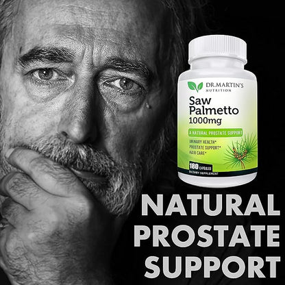 USA Grown Saw Palmetto | 180 Capsules Prostate Health Supplement | Hair Growth for Men & Women | Support to Help Maintain Normal Urination Frequency & Natural DHT Blocker to Help Prevent Hair Loss