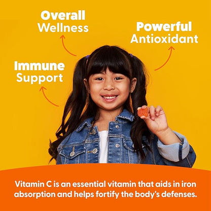 Feel Great Vitamin C Gummies for Kids | Chewable Orange Flavored Gluten Free & Vegetarian Gummies| Immune Support for Kids | 250 MG Kids Vitamin C | 45 Day Supply