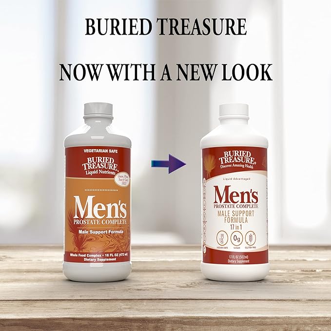 Buried Treasure: Men's Prostate Complete - Natural Herbal Formula Supplement w/ Saw Palmetto, Pygeum Bark, & Stine Nettles to Support Healthy Urinary & Prostate Function - 16 oz