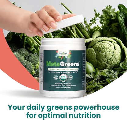 Univera Metagreens, Green Superfoods Blend Powder, Smoothie Mix with Organic Spirulina, Vital Antioxidants, Alkalize, Detoxify, Vegan, Non-GMO, 30-Day Supply.