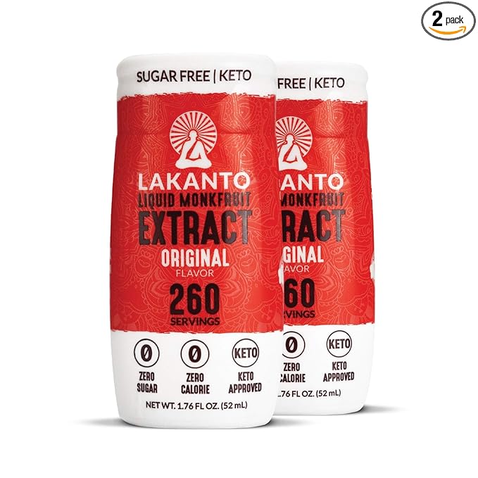 Lakanto Liquid Monkfruit Extract Drops - Zero Calorie, Zero Sugar, Keto Drink Sweetener, Sugar Substitute, On the Go, Tea, Coffee, Water, Smoothies, Other Drinks (Original - 1.76 Fl Oz - Pack of 2)