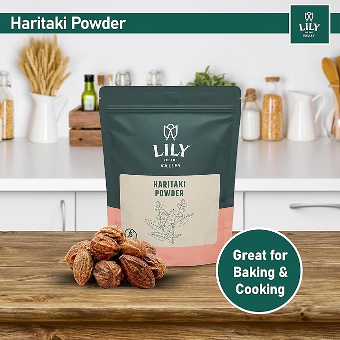 Lily of the Valley Haritaki Powder - Terminalia Chebula - Sourced from India - An Ayurvedic Herb - 100% Natural &No Added Preservative - Vegan & Gluten-Free (8oz, 226g)- Package May Vary