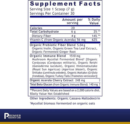 Premier Research Labs Fermented Mushroom Blend - Supports Digestive Health & Immune System* - with Vitamin C, Green Tea Extract & More - Non-GMO & USDA Organic - 7.4 oz