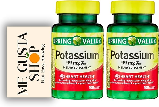 Spring Valley Potassium Caplets Dietary Supplement, 99 mg, 100 Count (Pack of 02) Total 200 + Me Gustas Sticker