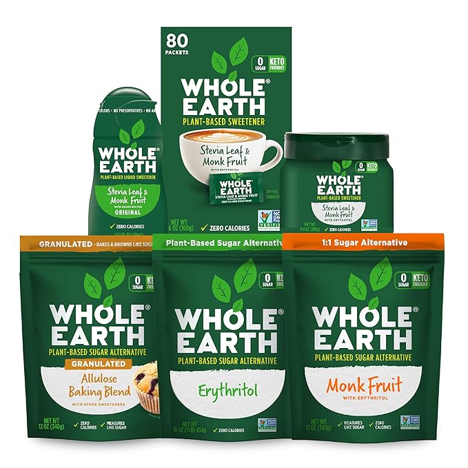 WHOLE EARTH Monk Fruit Sweetener with Erythritol, Plant-Based Sugar Alternative, 12 Ounce Pouch