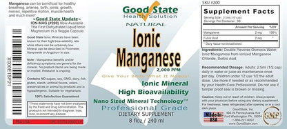 Good State Liquid Ionic Manganese (96 servings at 2 mg elemental, plus 2 mg fulvic acid - 8 fl oz)