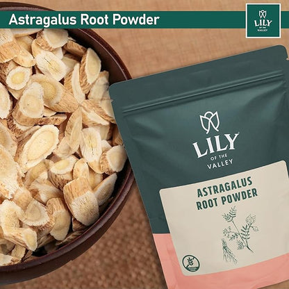 LILY OF THE VALLEY Astragalus Root Powder - Superfood for Cooking and Baking - Sun Dried & Filler Free - Pure Astragalus Tea Powder - Vegan & Gluten-Free - Packed in Resealable Pouch (16oz, 453g)