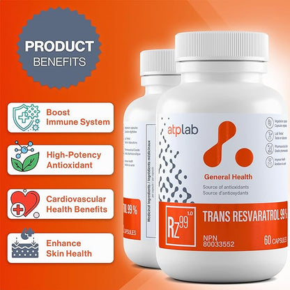 ATP LAB | Trans Resveratrol 99% 60 caps | Source of antioxidants