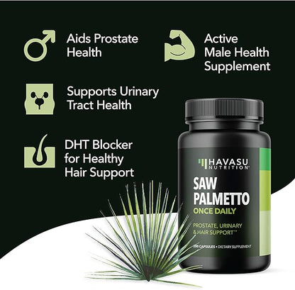 Saw Palmetto for Men Prostate Supplement | Prostate Support Supplement for Men's Health | Potent Saw Palmetto for DHT, Urinary and Prostate Health | Over 6 Month Supply Saw Palmetto Supplement