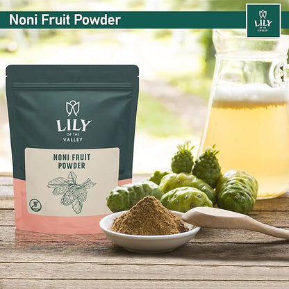 Lily of the Valley Noni Fruit Powder - Morinda Citrifolia - Superfood Indian Mulberry - Great for Smoothies and Recipes - Vegan & Gluten-Free - Resealable Pouch (8oz, 226g)- Package May Vary