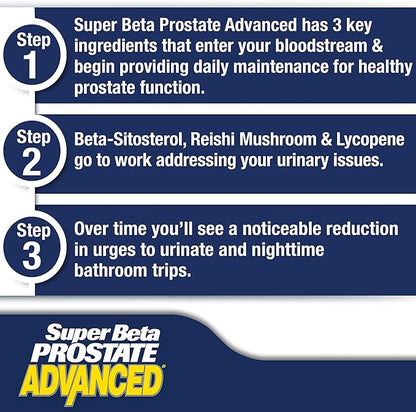 Super Beta Prostate Advanced – Promote Sleep, Support Bladder Emptying. Prostate Support Supplement for Men's Health with Beta Sitosterol, not Saw Palmetto. (240 Caplets, 4-Pack)