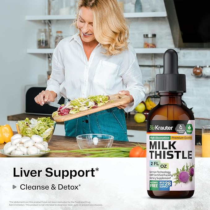 Milk Thistle Organic Tincture - Liver Cleanse, Detox & Repair Liquid Supplement- Silymarin Natural Extract - Vegan, Sugar & Alcohol-Free Liver Detox Drops 2 Fl. Oz.